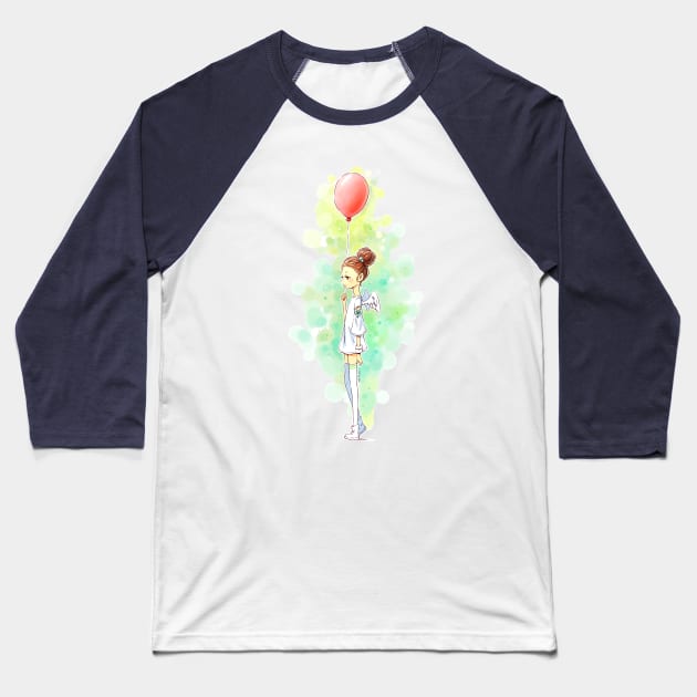 Balloon Girl Baseball T-Shirt by Freeminds